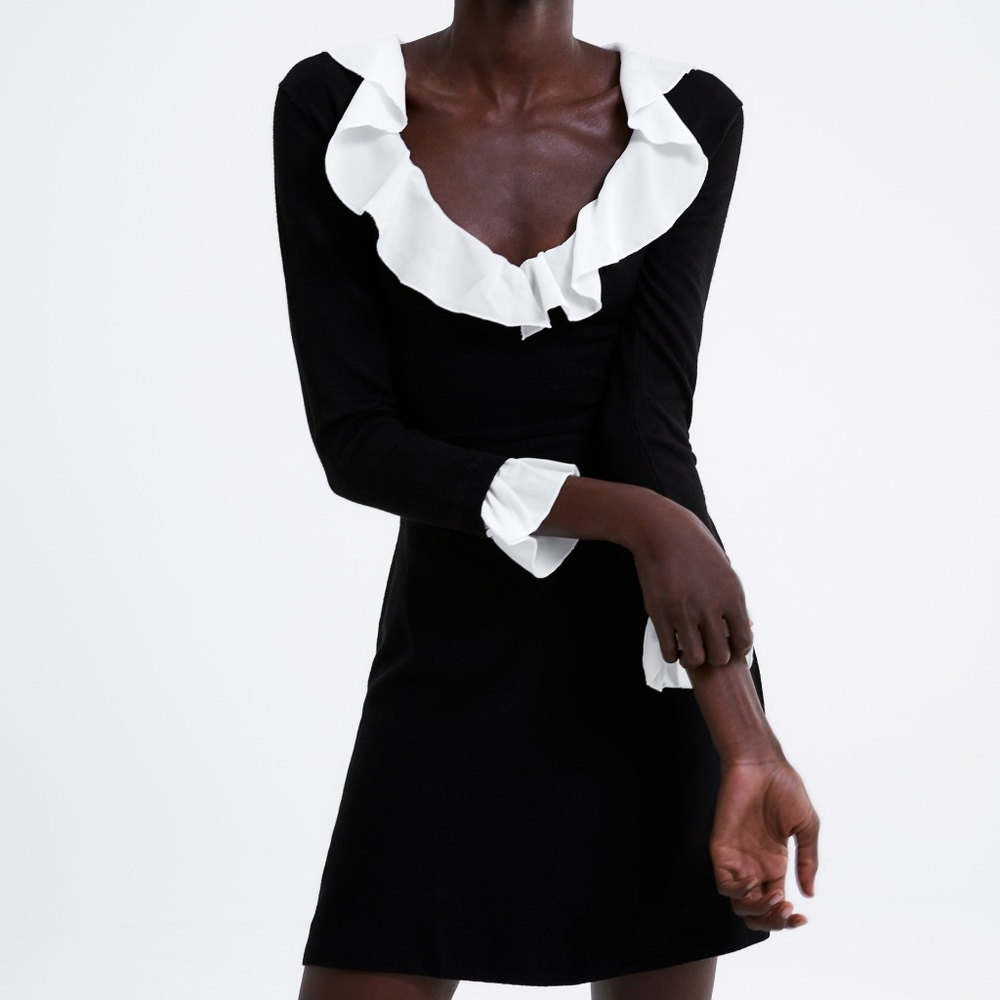 NWT ZARA KNIT DRESS WITH CONTRASTING TRIM